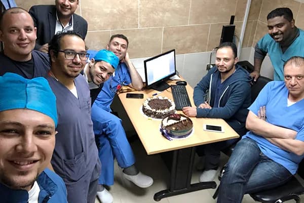 Cath-lab team celebrating together